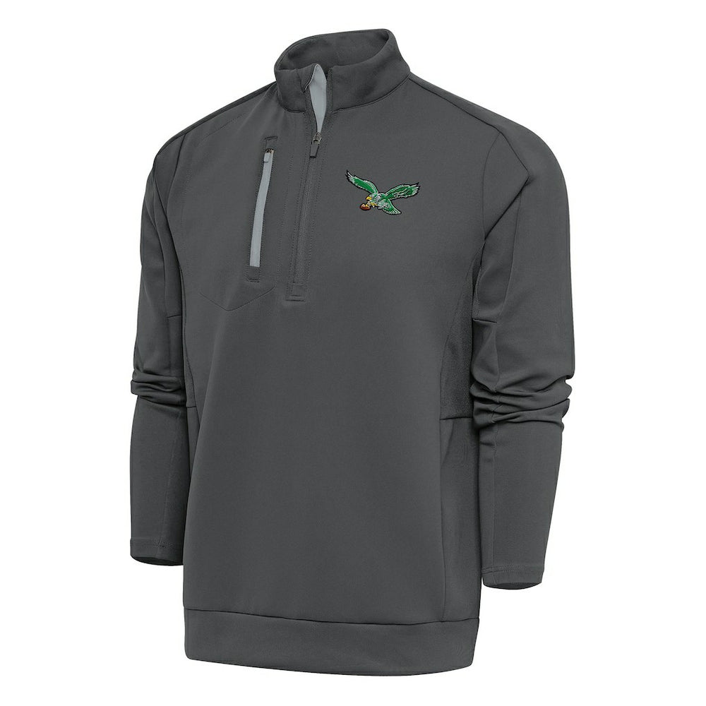 Philadelphia Eagles Antigua Team Logo Throwback Generation Quarter-Zip Pullover Top - Charcoal - NFL