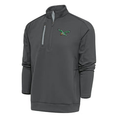 Philadelphia Eagles Antigua Team Logo Throwback Generation Quarter-Zip Pullover Top - Charcoal - NFL