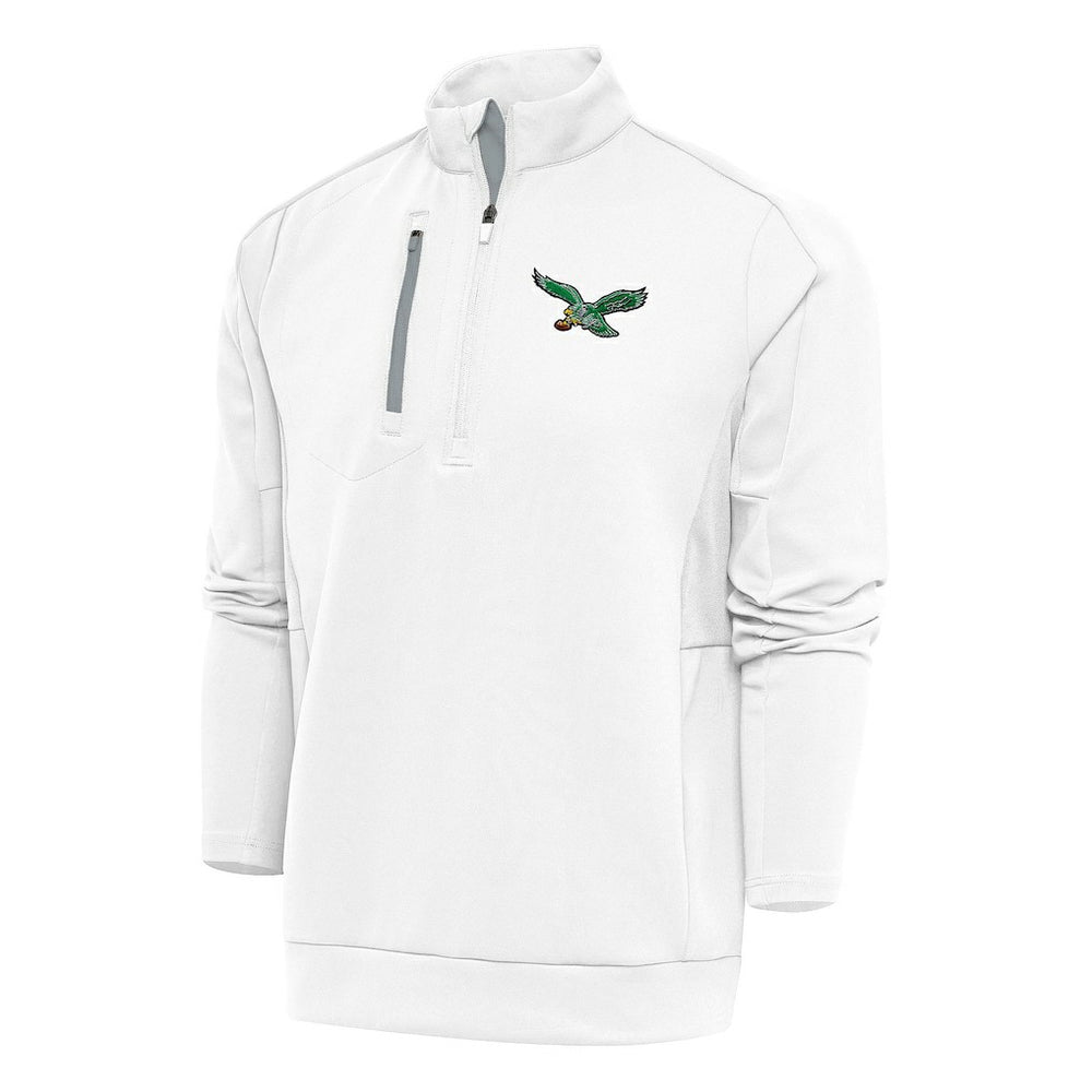 Philadelphia Eagles Antigua Team Logo Throwback Generation Quarter-Zip Pullover Top - White - NFL
