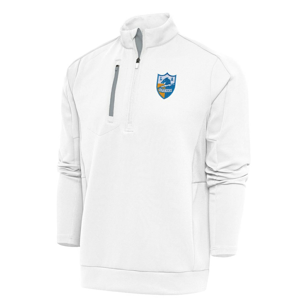 Los Angeles Chargers Antigua Team Logo Throwback Generation Quarter-Zip Pullover Top - White - NFL