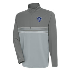 Los Angeles Rams Antigua Team Logo Throwback Pace Quarter-Zip Pullover Top - Steel - NFL