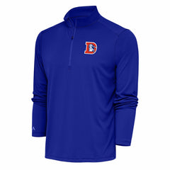 Denver Broncos Antigua Team Logo Throwback Tribute Quarter-Zip Pullover Top - Royal - NFL