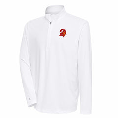 Tampa Bay Buccaneers Antigua Team Logo Throwback Tribute Quarter-Zip Pullover Top - White - NFL