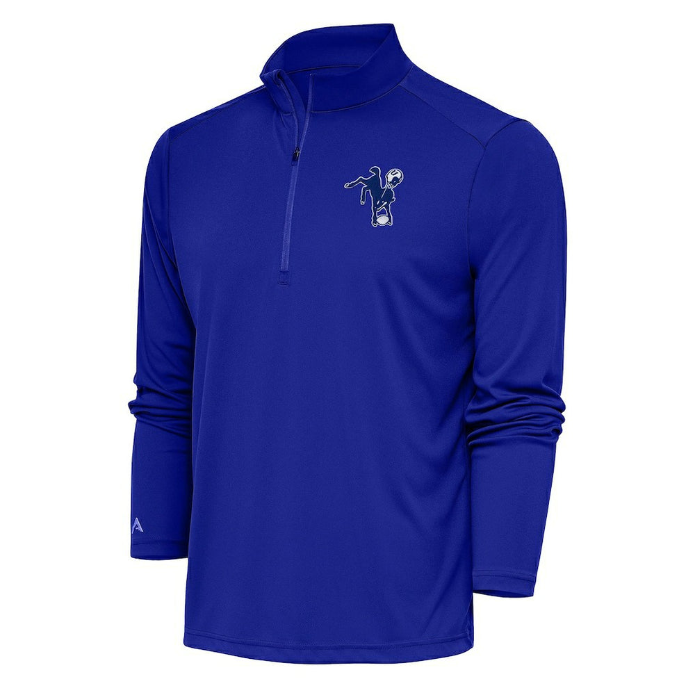 Indianapolis Colts Antigua Team Logo Throwback Tribute Quarter-Zip Pullover Top - Royal - NFL