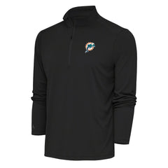 Miami Dolphins Antigua Team Logo Throwback Tribute Quarter-Zip Pullover Top - Charcoal - NFL