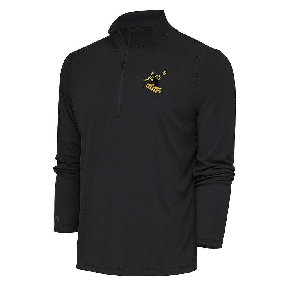 Pittsburgh Steelers Antigua Team Logo Throwback Tribute Quarter-Zip Pullover Top - Charcoal - NFL