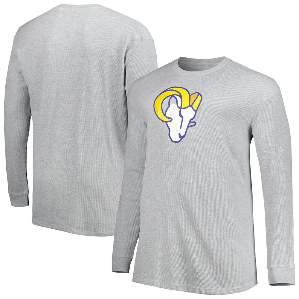 Los Angeles Rams Big & Tall Waffle-Knit Thermal Long Sleeve T-Shirt - Heather Gray - NFL