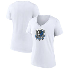 Dallas Mavericks Women's Alternate Logo V-Neck T-Shirt White