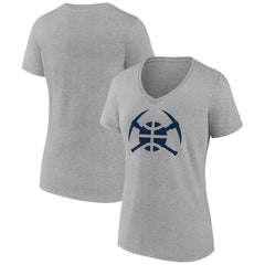 Denver Nuggets Women's Alternate Logo V-Neck T-Shirt Heather Gray