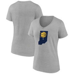 Indiana Pacers Women's Alternate Logo V-Neck T-Shirt Heather Gray