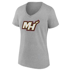 Miami Heat Women's Alternate Logo V-Neck T-Shirt Heather Gray