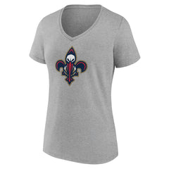 New Orleans Pelicans Women's Alternate Logo V-Neck T-Shirt Heather Gray