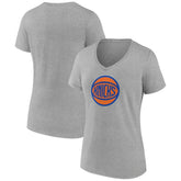 New York Knicks Women's Alternate Logo V-Neck T-Shirt Heather Gray