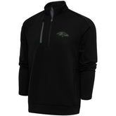 Baltimore Ravens Antigua Tonal Logo Generation Quarter-Zip Pullover Top - Black - NFL