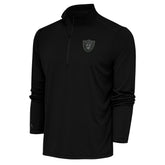 Las Vegas Raiders Antigua Tonal Logo Tribute Quarter-Zip Pullover Top - Black - NFL