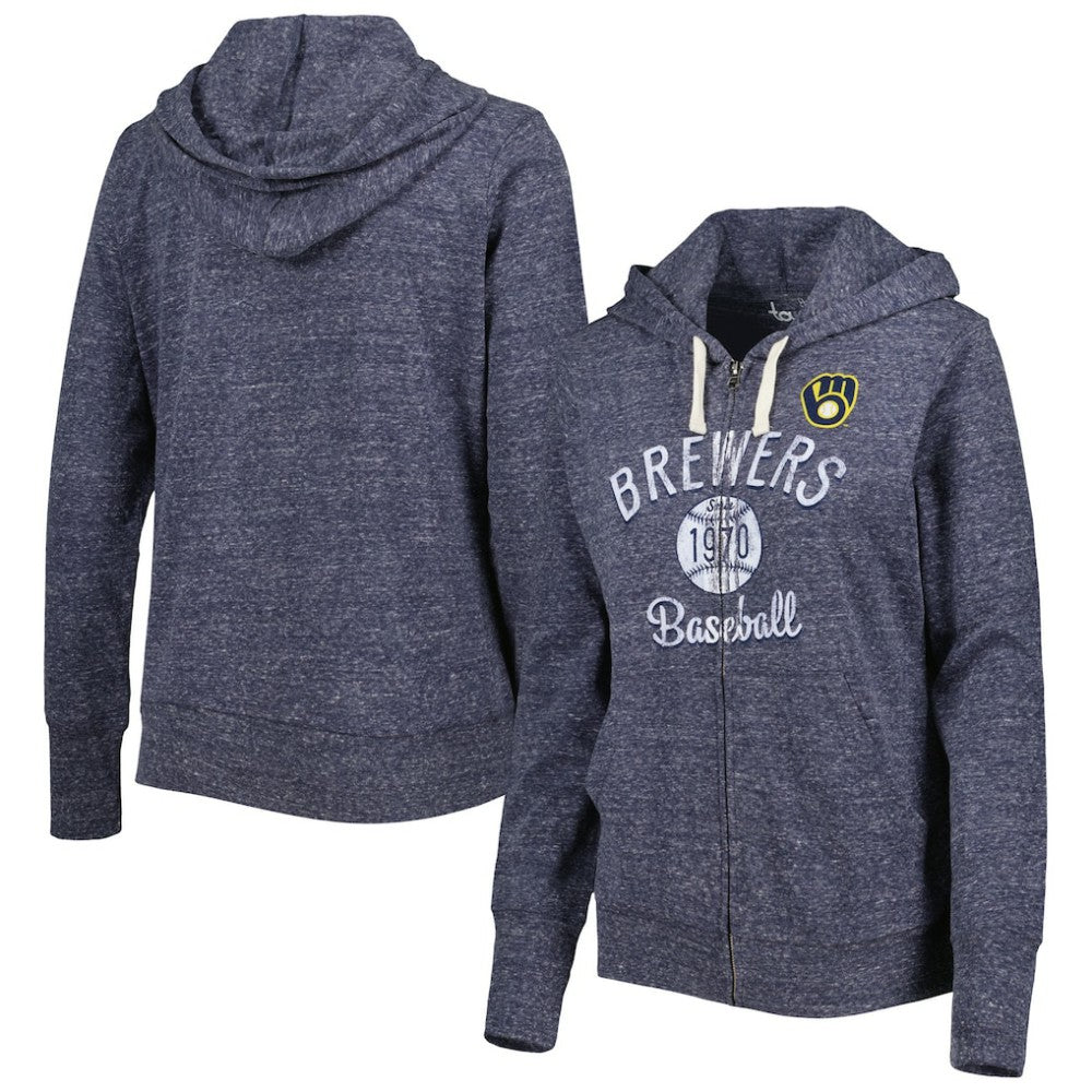 Milwaukee Brewers Touch Women's Training Camp Tri-Blend Lightweight Full-Zip Hoodie Near Me