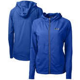 Seattle Seahawks Cutter & Buck Women's Throwback Logo Adapt Eco Knit Hybrid Recycled Full-Zip Hoodie - Royal - NFL