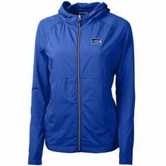 Seattle Seahawks Cutter & Buck Women's Throwback Logo Adapt Eco Knit Hybrid Recycled Full-Zip Hoodie - Royal - NFL