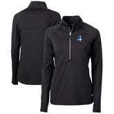 Detroit Lions Cutter & Buck Women's Throwback Logo Adapt Eco Knit Stretch Recycled Half-Zip Pullover Top - Black - NFL