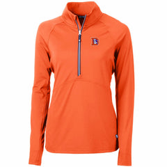 Denver Broncos Cutter & Buck Women's Throwback Logo Adapt Eco Knit Stretch Recycled Half-Zip Pullover Top - Orange - NFL