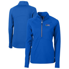 Seattle Seahawks Cutter & Buck Women's Throwback Logo Adapt Eco Knit Stretch Recycled Half-Zip Pullover Top - Royal - NFL