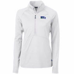 Seattle Seahawks Cutter & Buck Women's Throwback Logo Adapt Eco Knit Stretch Recycled Half-Zip Pullover Top - White - NFL