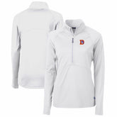 Denver Broncos Cutter & Buck Women's Throwback Logo Adapt Eco Knit Stretch Recycled Half-Zip Pullover Top - White - NFL