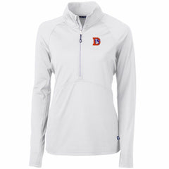 Denver Broncos Cutter & Buck Women's Throwback Logo Adapt Eco Knit Stretch Recycled Half-Zip Pullover Top - White - NFL