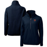 Chicago Bears Cutter & Buck Women's Throwback Logo Cascade Eco Sherpa Fleece Half-Zip Pullover Jacket - Navy - NFL