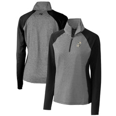 New Orleans Saints Cutter & Buck Women's Throwback Logo Forge Tonal Stripe Stretch Half-Zip Pullover Top - Black - NFL