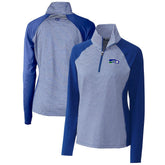 Seattle Seahawks Cutter & Buck Women's Throwback Logo Forge Tonal Stripe Stretch Half-Zip Pullover Top - Royal - NFL