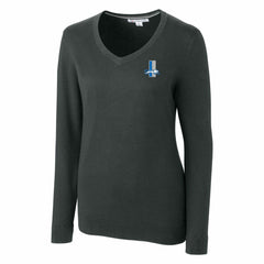 Detroit Lions Cutter & Buck Women's Throwback Logo Lakemont Tri-Blend V-Neck Sweater - Heather Charcoal - NFL