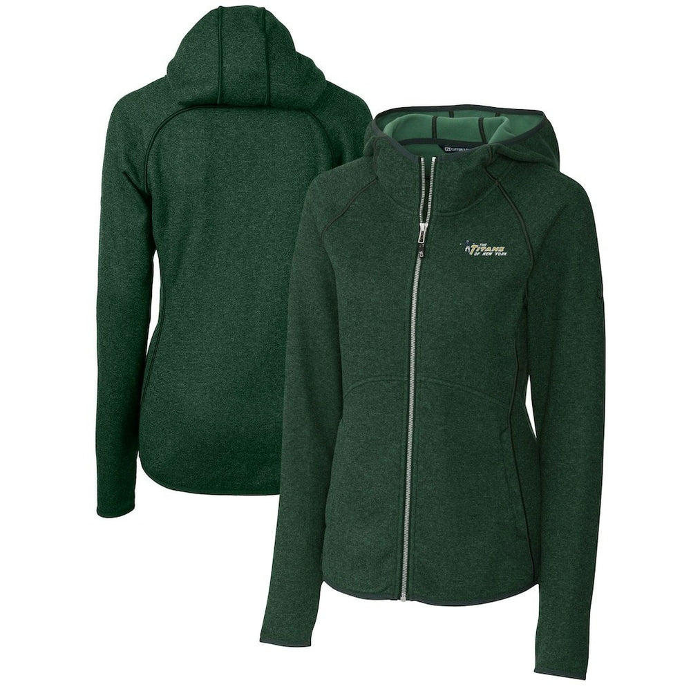 New York Jets Cutter & Buck Women's Throwback Logo Mainsail Full-Zip Jacket - Heather Green - NFL