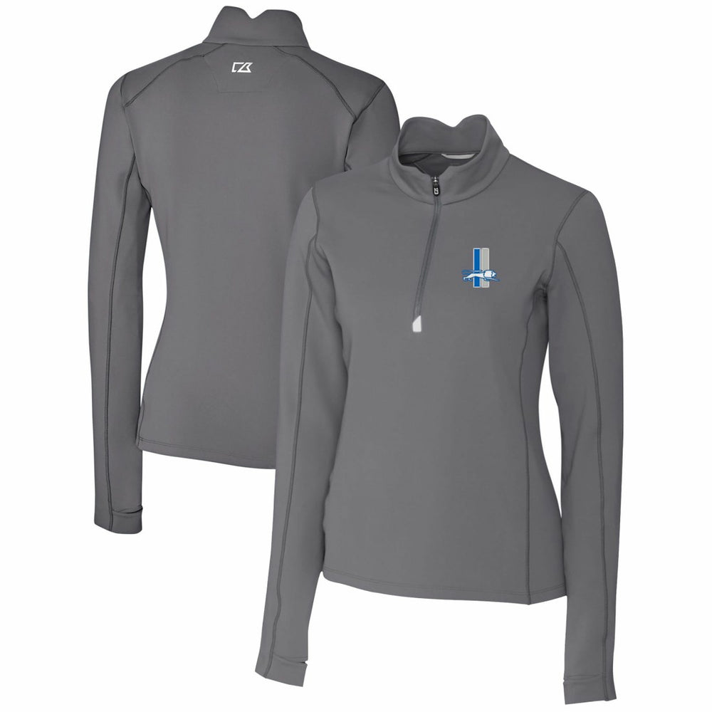 Detroit Lions Cutter & Buck Women's Throwback Logo Traverse Stretch Quarter-Zip Pullover Top - Steel - NFL