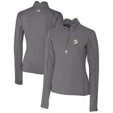 Miami Dolphins Cutter & Buck Women's Throwback Logo Traverse Stretch Quarter-Zip Pullover Top - Steel - NFL