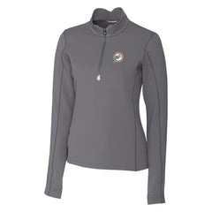 Miami Dolphins Cutter & Buck Women's Throwback Logo Traverse Stretch Quarter-Zip Pullover Top - Steel - NFL
