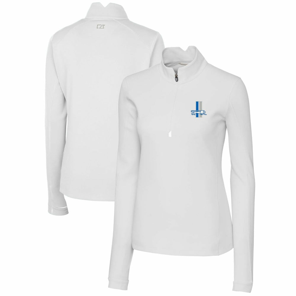 Detroit Lions Cutter & Buck Women's Throwback Logo Traverse Stretch Quarter-Zip Pullover Top - White - NFL