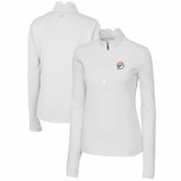 Miami Dolphins Cutter & Buck Women's Throwback Logo Traverse Stretch Quarter-Zip Pullover Top - White - NFL