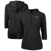 New York Jets Cutter & Buck Women's Throwback Logo Virtue Eco Pique 3/4 Sleeve Half-Zip Pullover Hoodie - Black - NFL