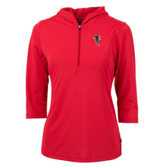 Atlanta Falcons Cutter & Buck Women's Throwback Logo Virtue Eco Pique 3/4 Sleeve Half-Zip Pullover Hoodie - Red - NFL