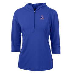 New England Patriots Cutter & Buck Women's Throwback Logo Virtue Eco Pique 3/4 Sleeve Half-Zip Pullover Hoodie - Royal - NFL