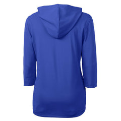 New England Patriots Cutter & Buck Women's Throwback Logo Virtue Eco Pique 3/4 Sleeve Half-Zip Pullover Hoodie - Royal - NFL