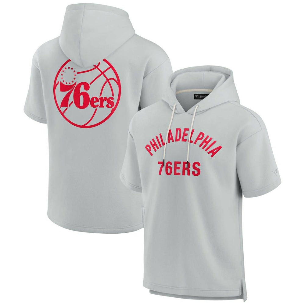 Fanatics Philadelphia 76ers Unisex Elements Super Soft Fleece Short Sleeve Pullover Hoodie Gray