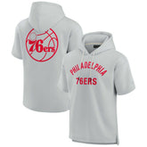 Fanatics Philadelphia 76ers Unisex Elements Super Soft Fleece Short Sleeve Pullover Hoodie Gray