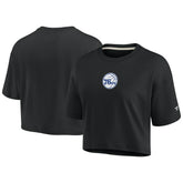 Fanatics Philadelphia 76ers Women's Elements Super Soft Boxy Cropped T-Shirt Black
