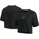 Fanatics Golden State Warriors Women's Elements Super Soft Boxy Cropped T-Shirt Black