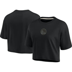 Fanatics Golden State Warriors Women's Elements Super Soft Boxy Cropped T-Shirt Black