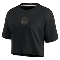 Fanatics Golden State Warriors Women's Elements Super Soft Boxy Cropped T-Shirt Black