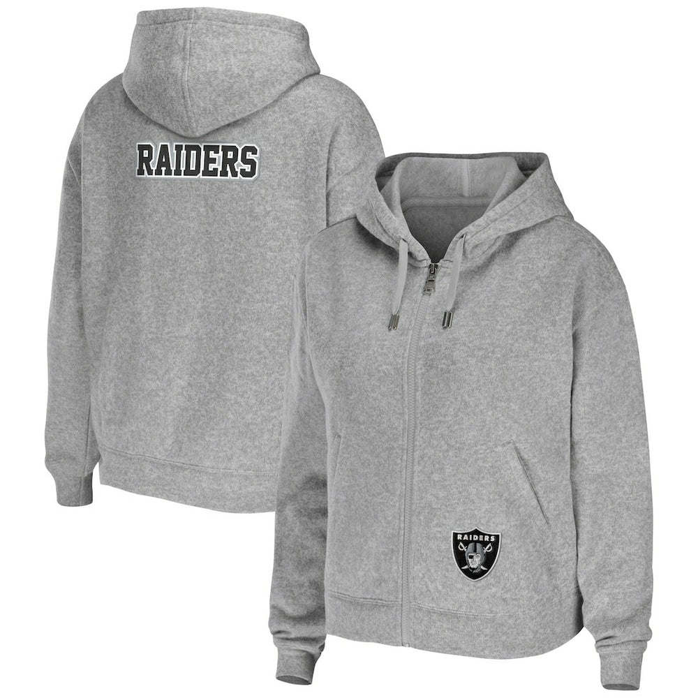 Las Vegas Raiders WEAR by Erin Andrews Women's Team Full-Zip Hoodie - Heathered Gray - NFL