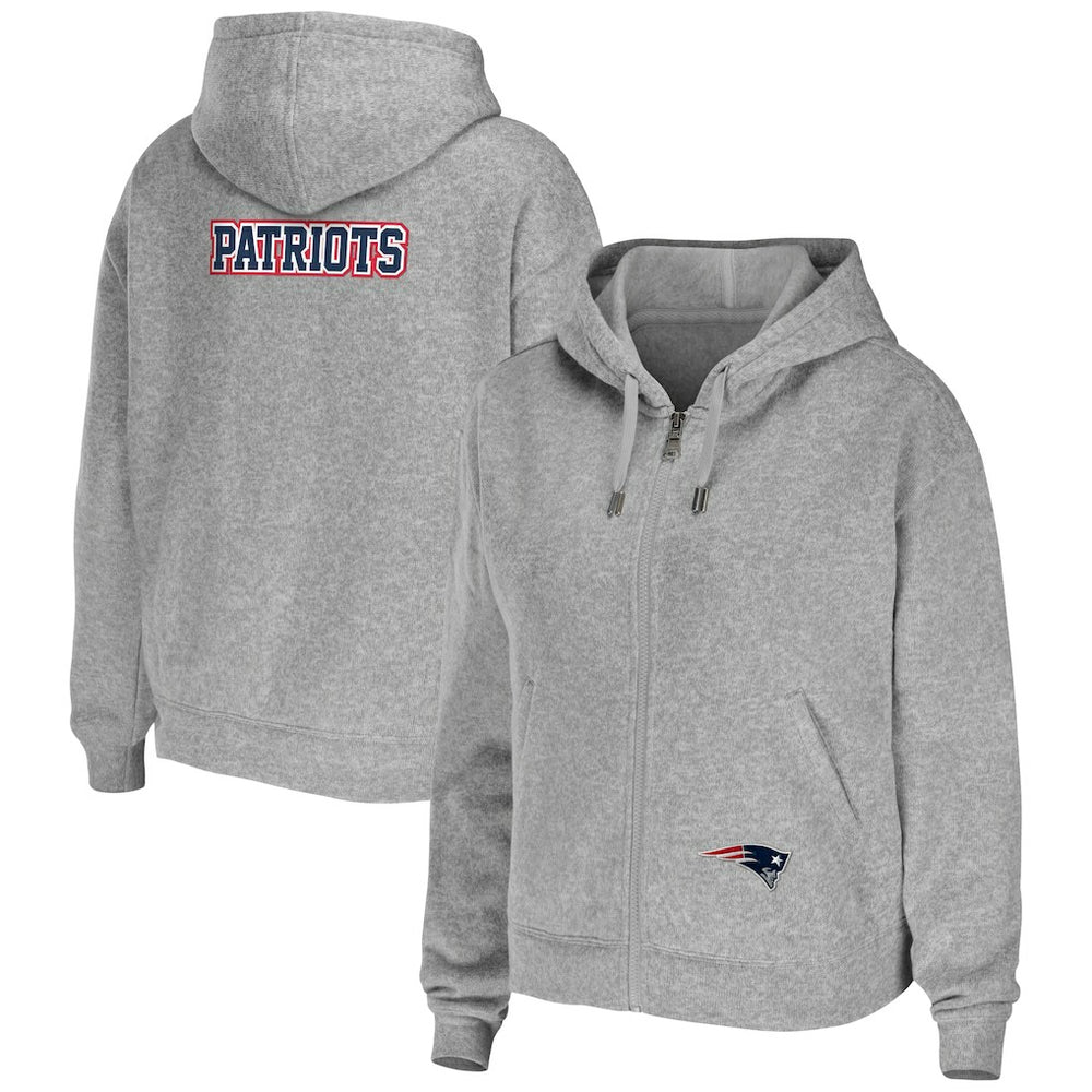 New England Patriots WEAR by Erin Andrews Women's Team Full-Zip Hoodie - Heathered Gray - NFL